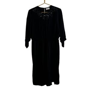 Megan Park Black Beaded Dolman Sleeve Sheath Dress US Women's Size 8